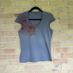 Gray Floral Women's Top